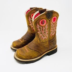 ARIAT Fatbaby Cowgirl Boots 12 Youth Brown Pink